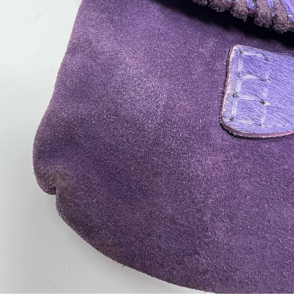 Zara Purple Cowgirl Style Real Suede Leather Baguette Small Shoulder Handbag Y2K - Picture 2 of 8